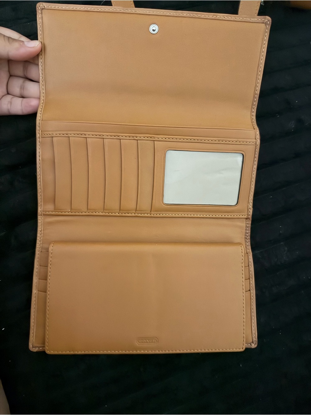 Coach Yellow Signature Canvas Shoulder Bag with Brown Leather Trim - Picture 5 of 7